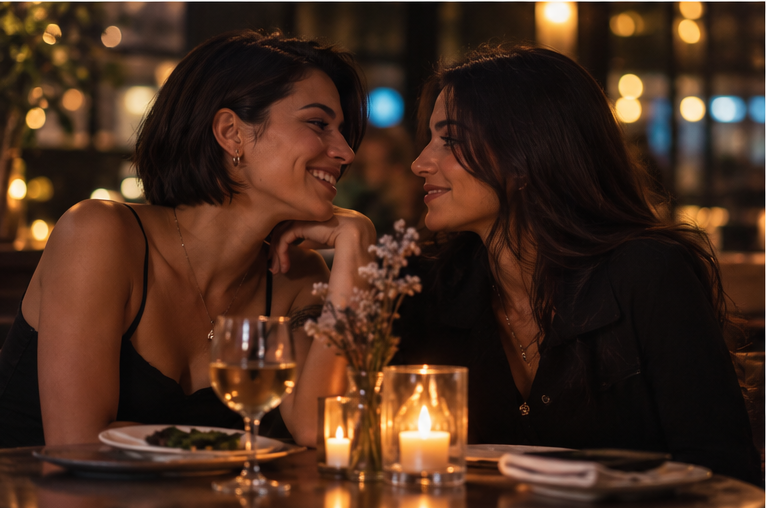Duas mulheres compartilhando um passeio